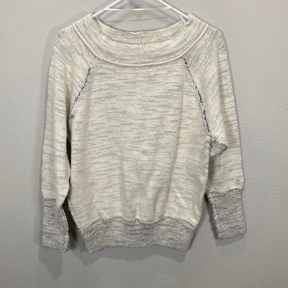 Free people boat neck sweater gray‎ white